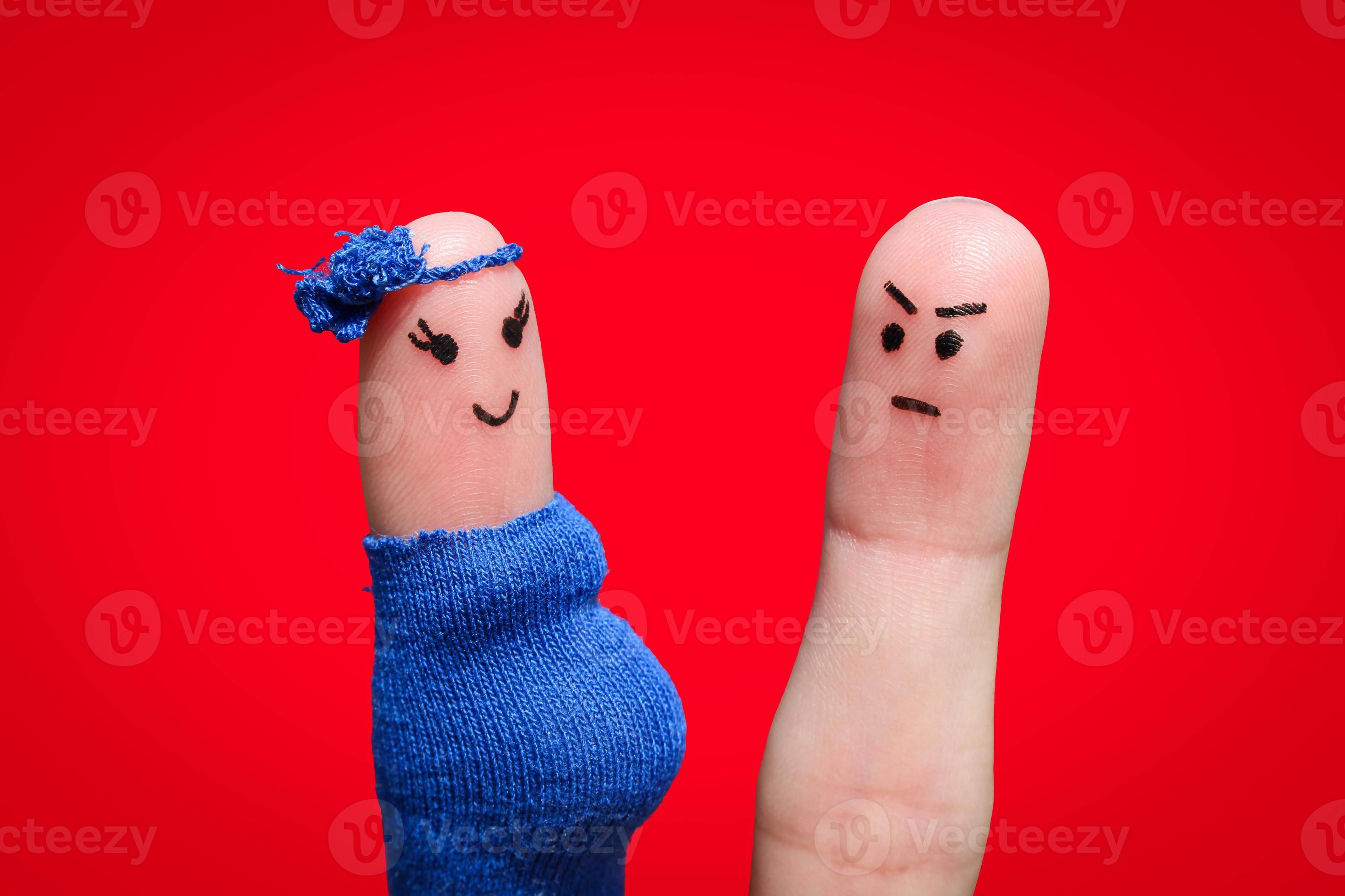face-painted-on-fingers-man-was-upset-because-woman-is-pregnant