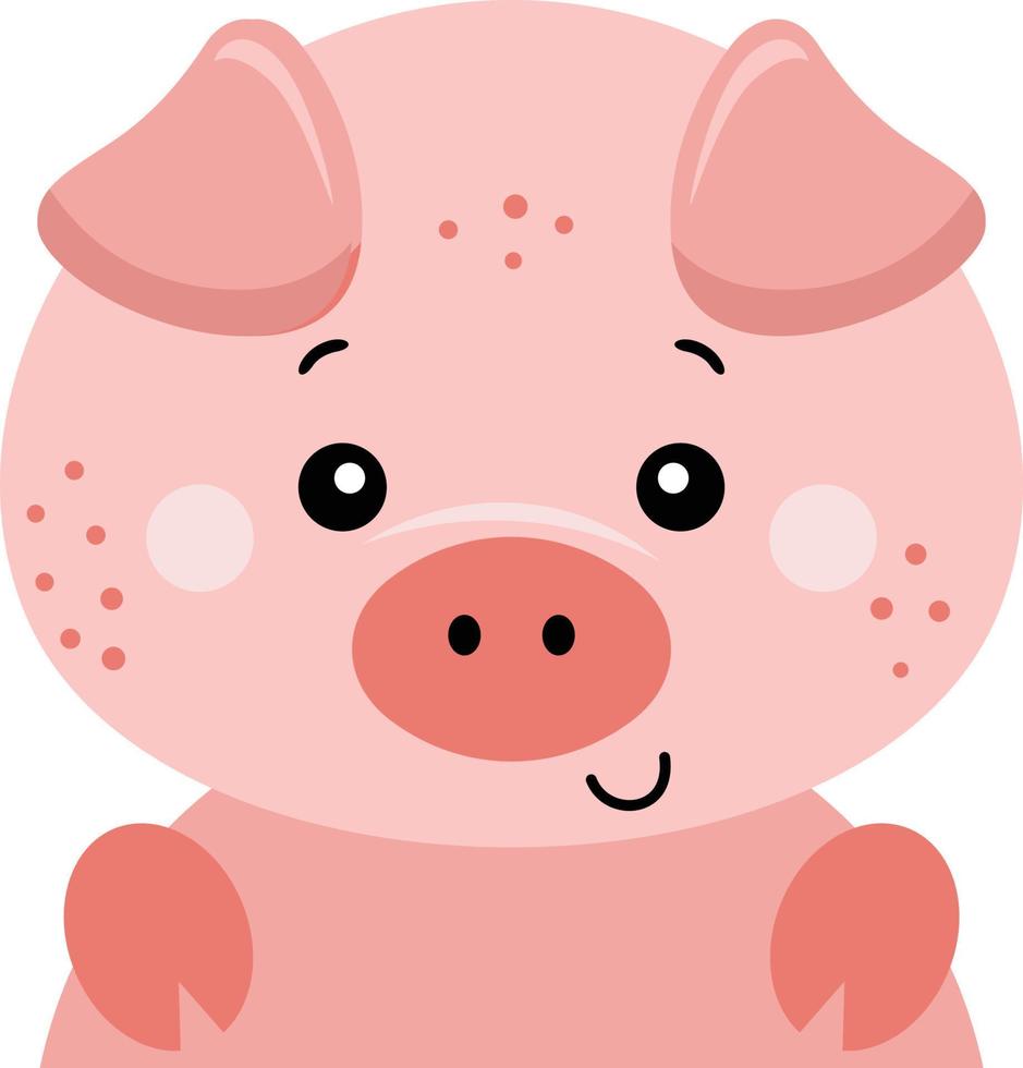 Funny pig peeking isolated on white vector