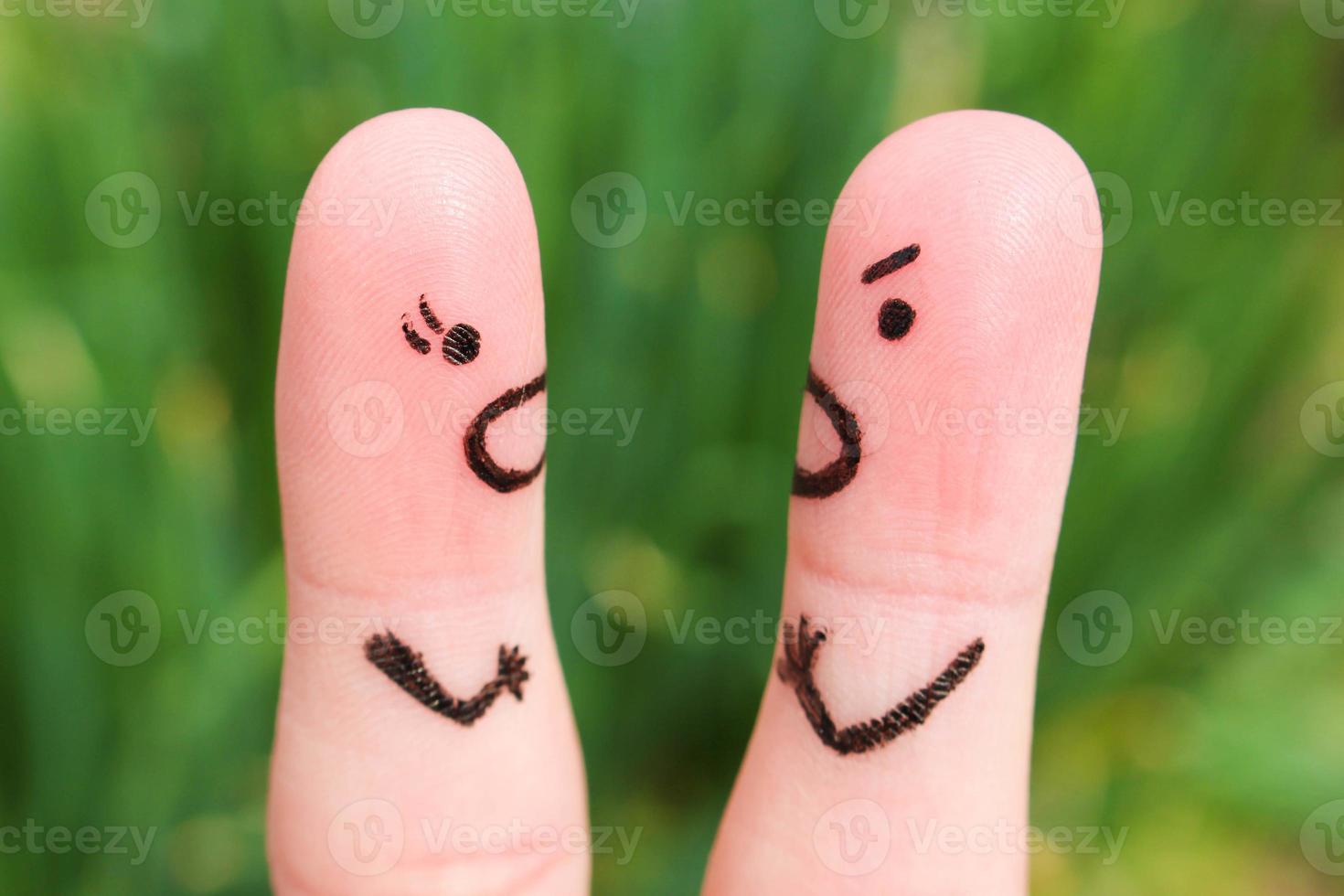 Finger art of a couple during quarrel. photo