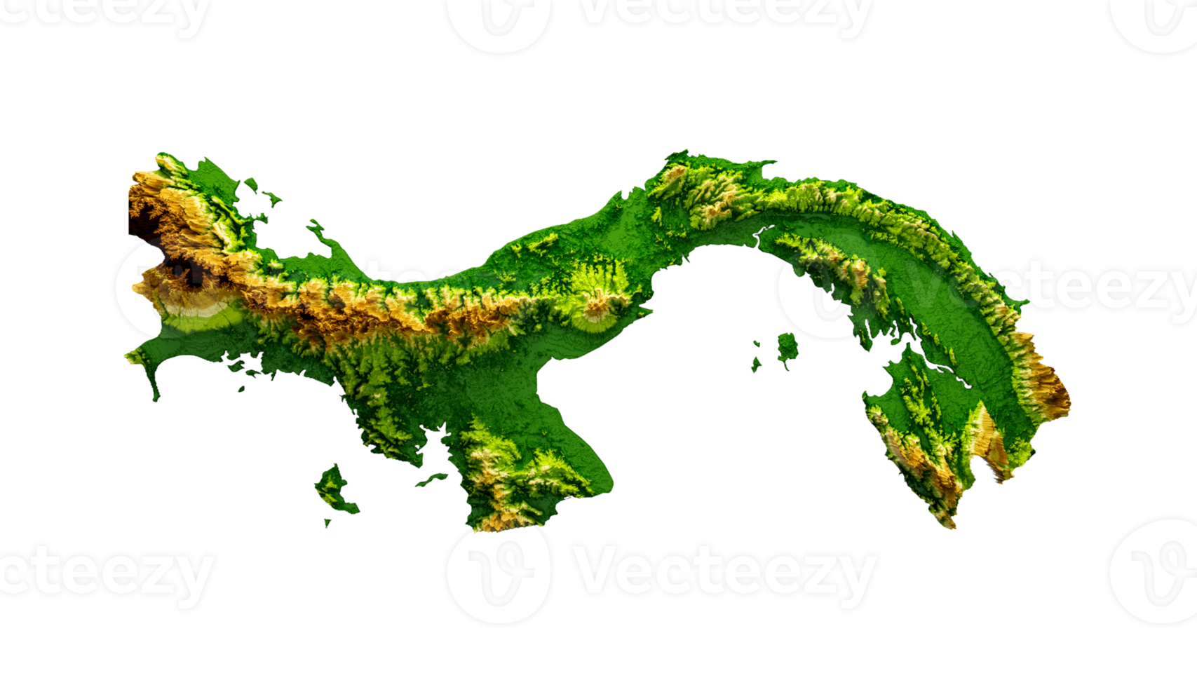 Panama Map Shaded relief Color Height map 3d illustration png