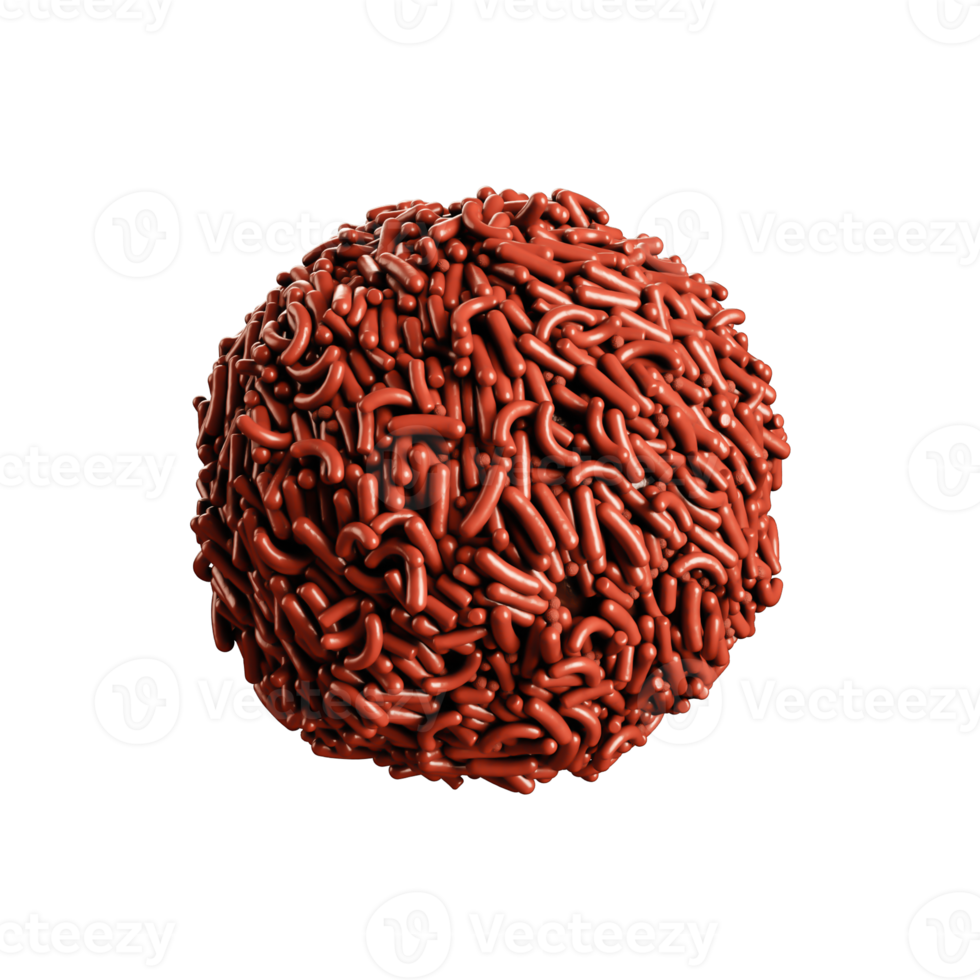 Chocolate sprinkle coated chocolate ball. Delicious candy. 3d