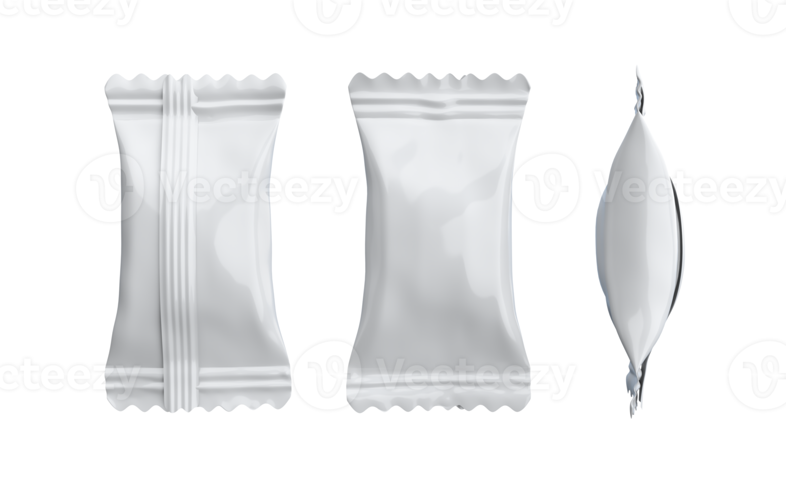 snoeppapiertje verpakking wit polyethyleen pakket, snackbar 3d illustratie png