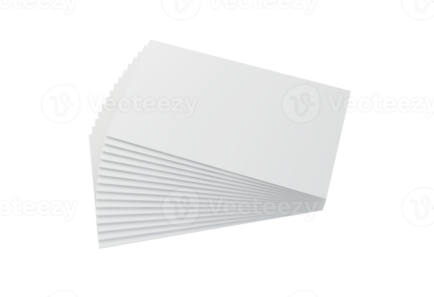 Mockup of business cards fan stack at white textured paper 3d illustration png