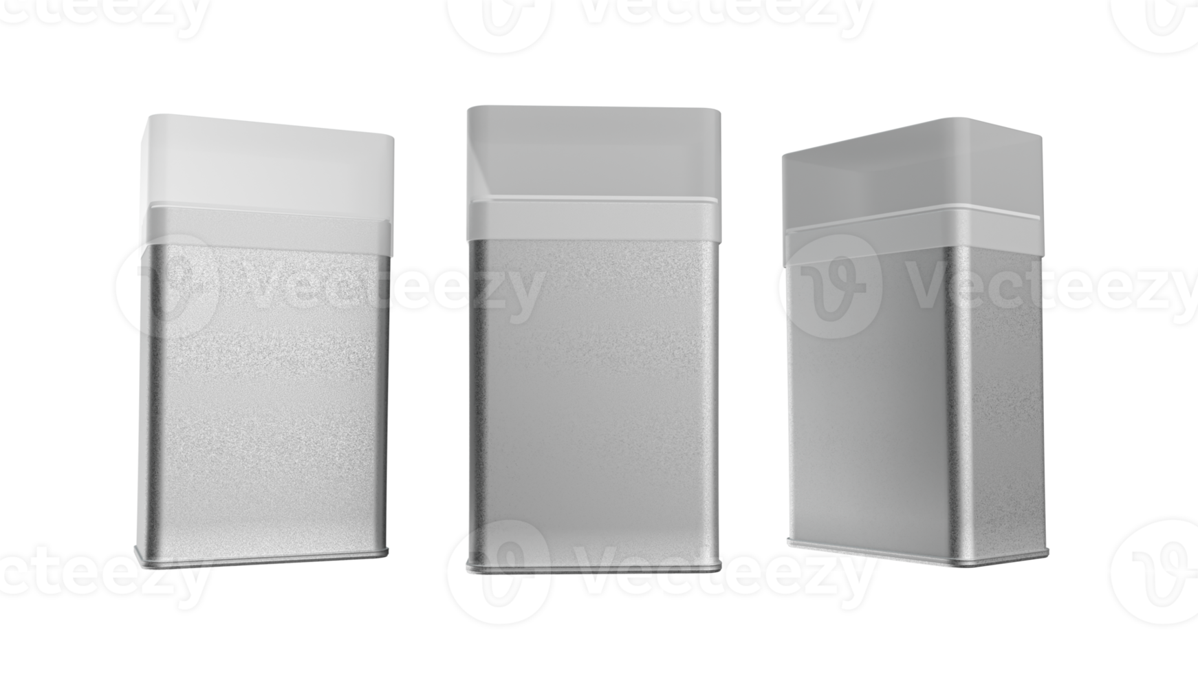 Realistic rough metal Jar rectangle Shape container 3d illustration png