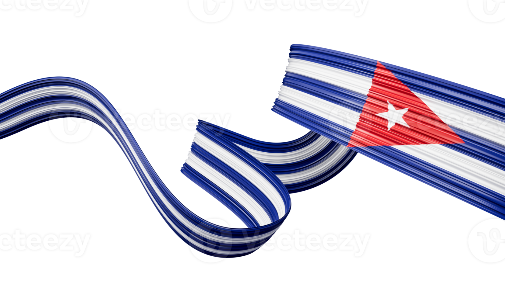 Cuba or Cuban flag wavy abstract ribbon 3d illustration. png