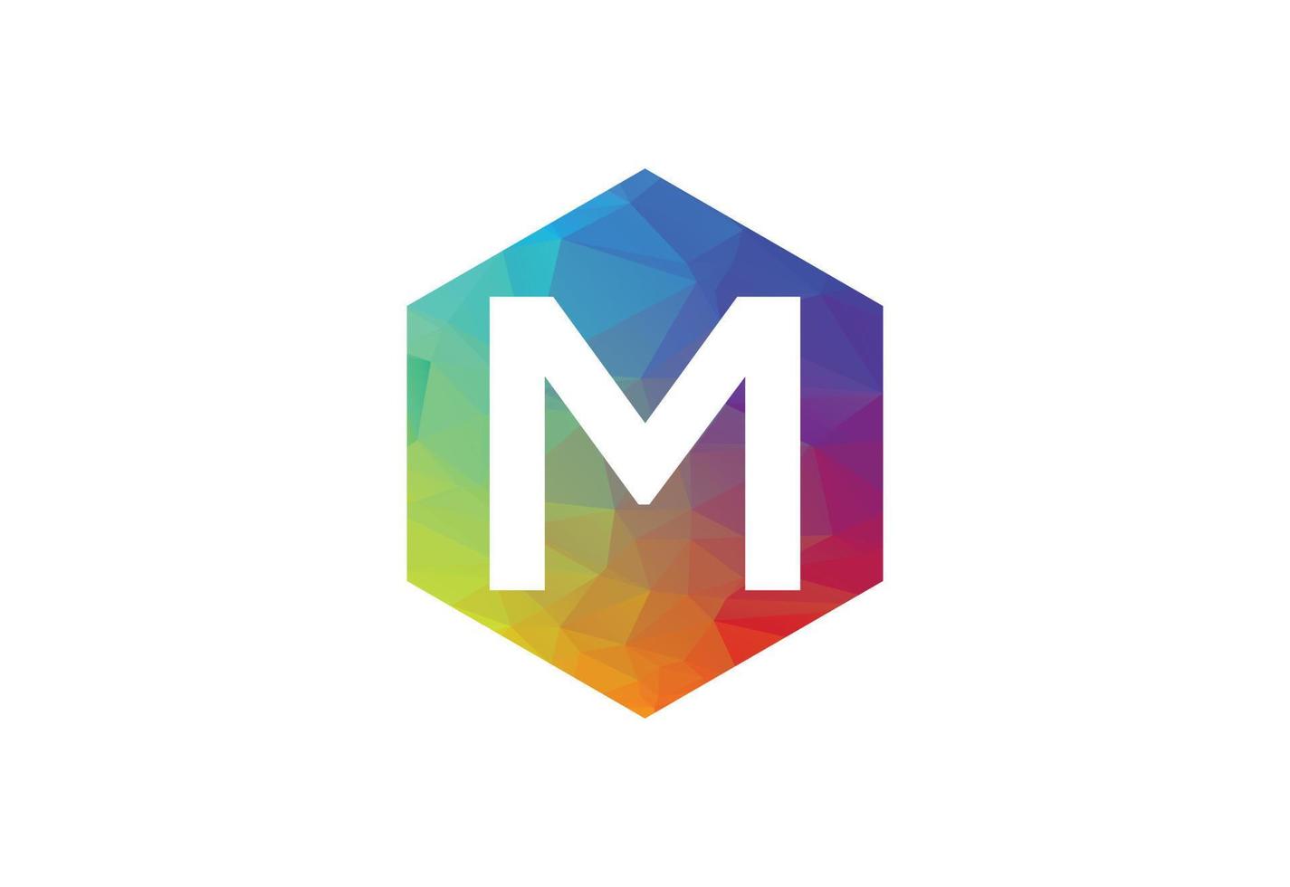 Colourful Low Poly and initial M letter logo design, Vector illustration