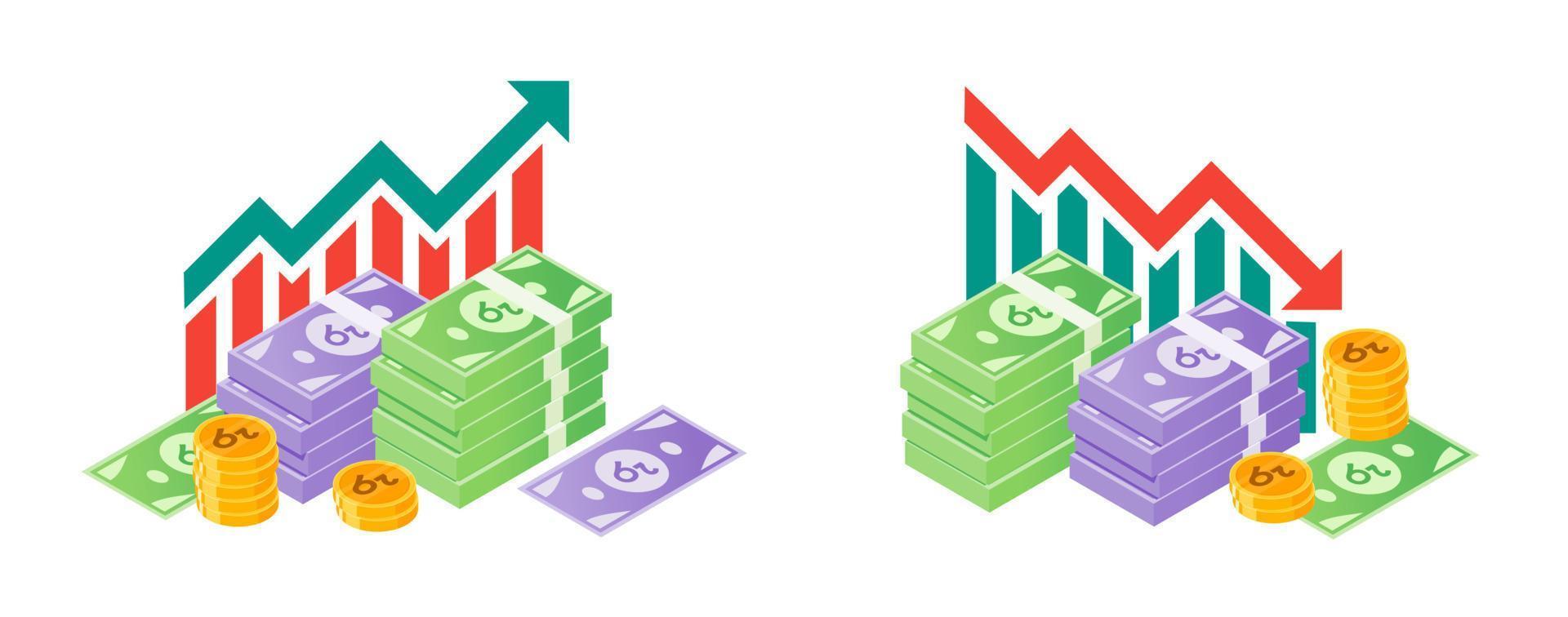 Sri Lankan Rupee Fluctuation with Money Bundle Illustrations vector