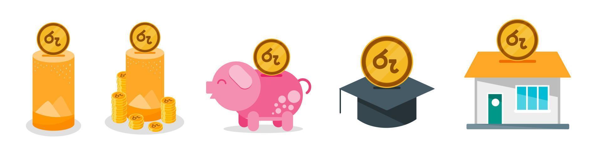 Saving Sri Lankan Rupee Money Set vector