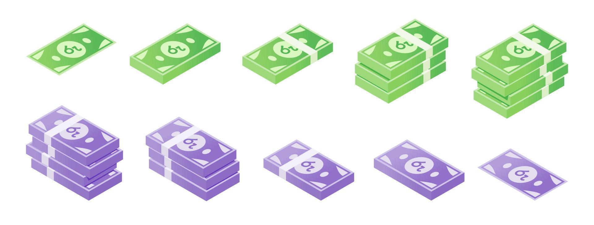 Sri Lankan Rupee Banknote Isometric Icon Set vector