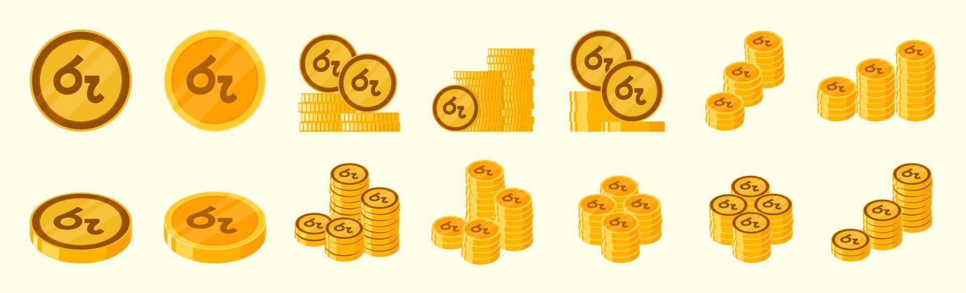 Sri Lankan Rupee Coin Icon Set vector