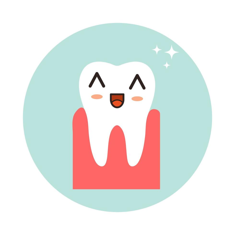 A healthy tooth with the emotion of kawaii. Hygiene, the concept of health care. Vector illustration.