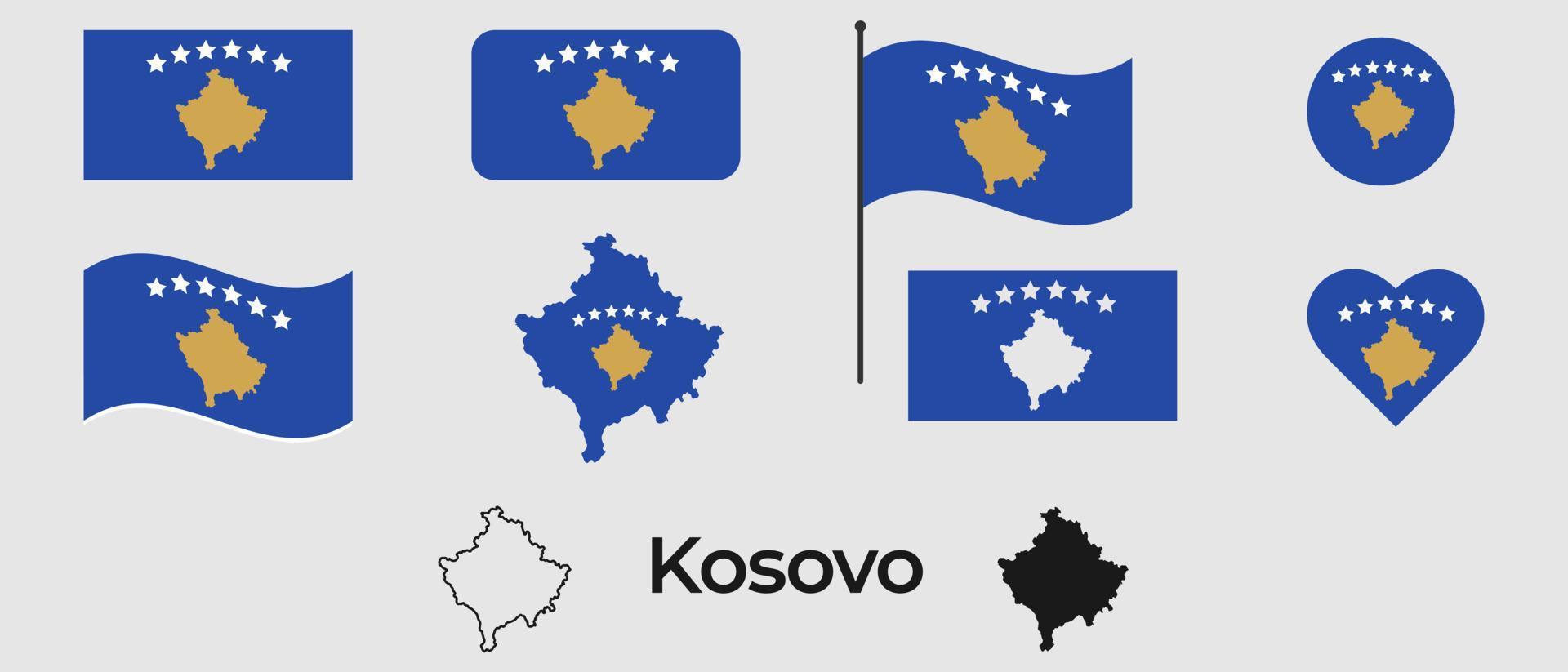 Flag of Kosovo. Silhouette of Kosovo. National symbol. vector