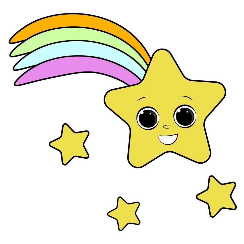 a smiling star with a rainbow vector