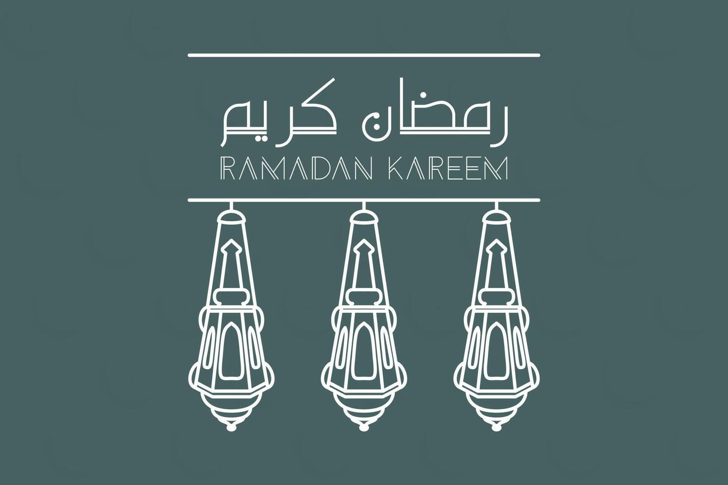 Ramadan Kareem greeting background with lantern and calligraphy. Islamic holiday icon concept. Ramadan Kareem vector greeting post design.