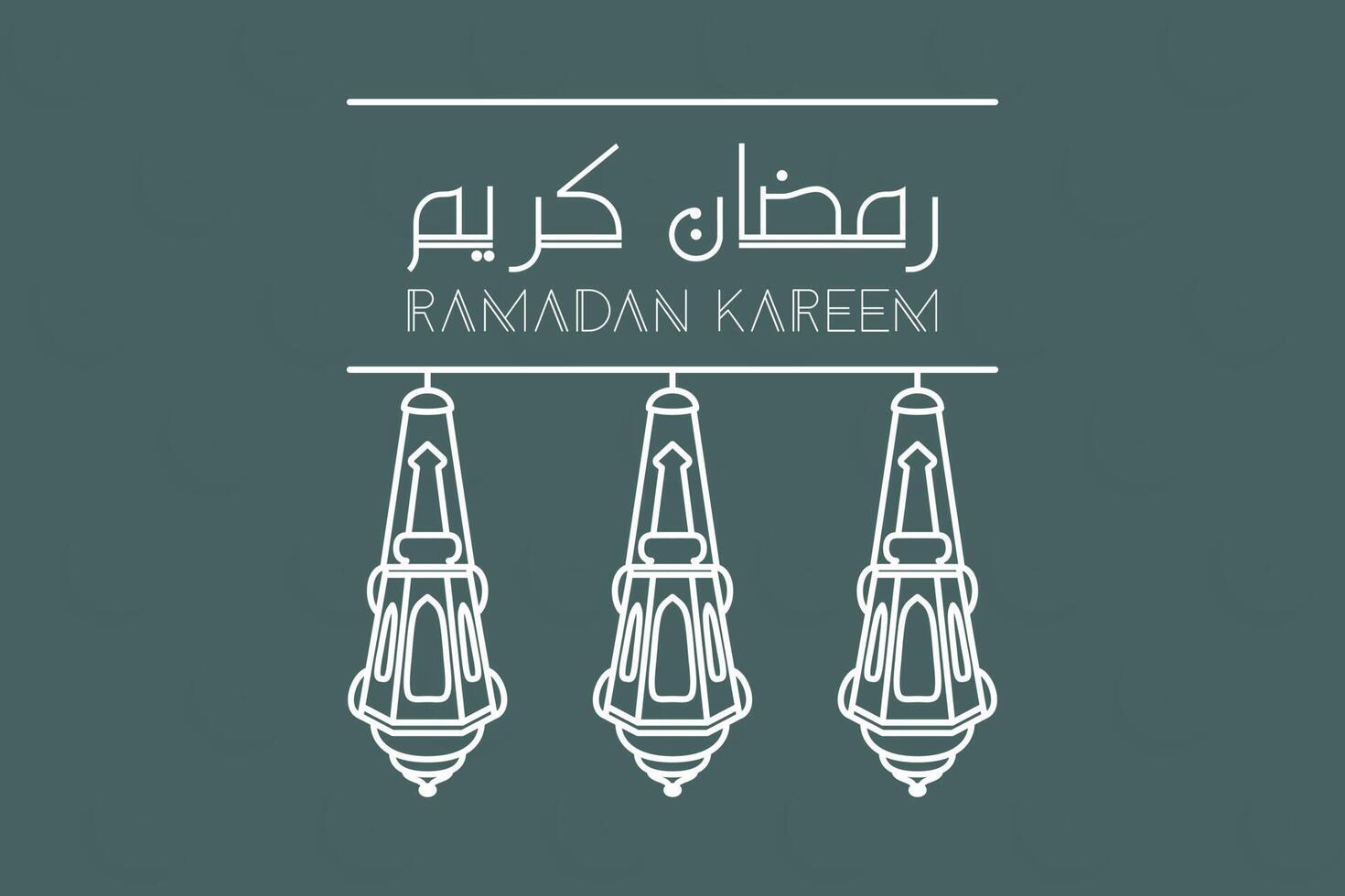 Ramadan Kareem greeting background with lantern and calligraphy. Islamic holiday icon concept. Ramadan Kareem vector greeting post design.