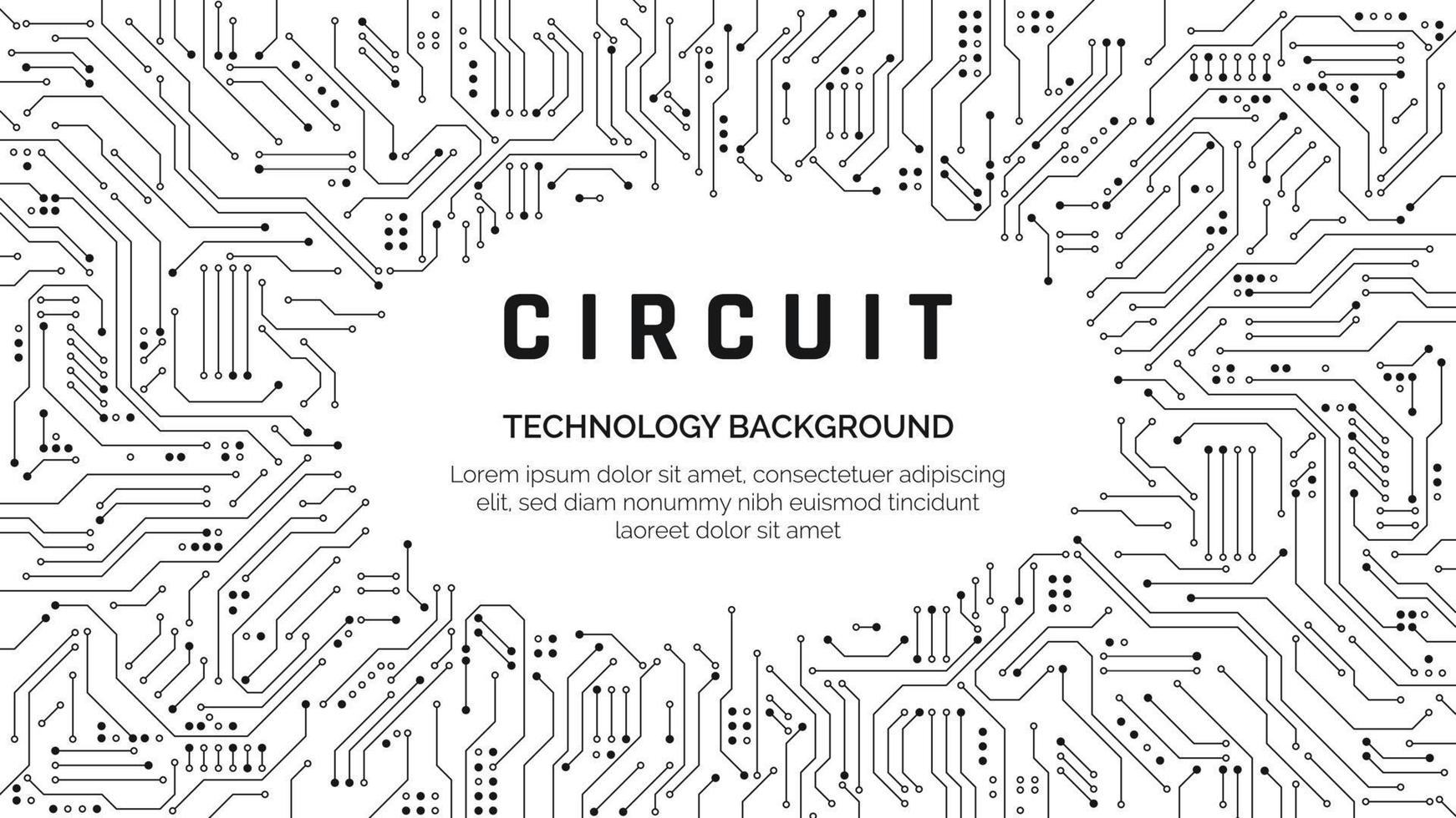 Circuit board texture for banner. Abstract technology background. Electronic motherboard connection and lines. Vector illustration