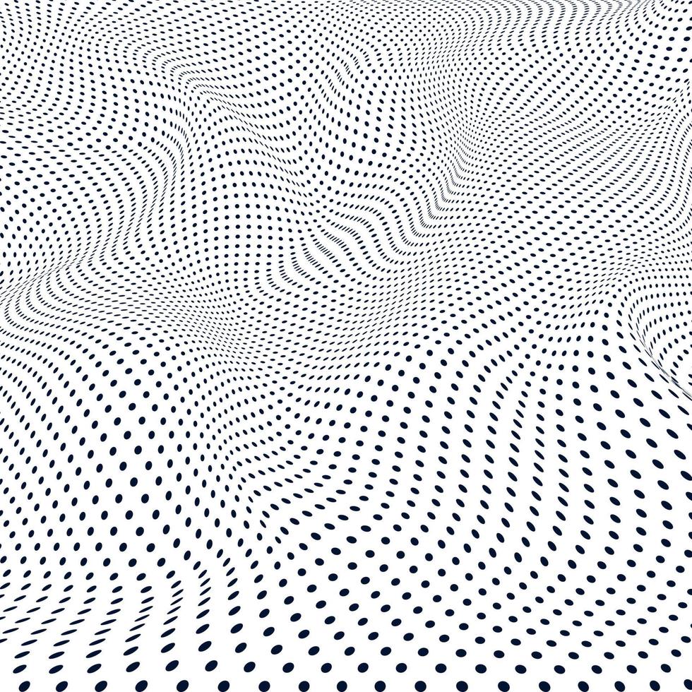 Abstract wave of particles. Surface of wave dots. Dotted geometric background. Vector background