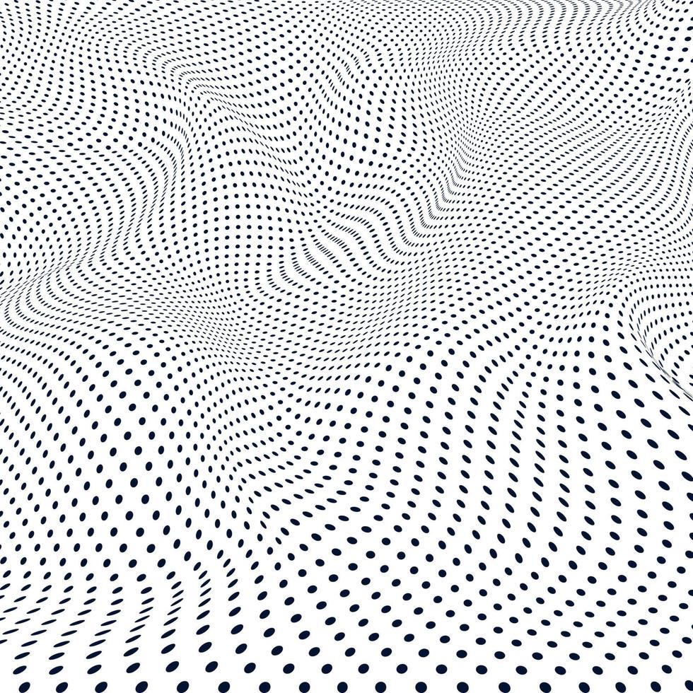 Abstract wave of particles. Surface of wave dots. Dotted geometric background. Vector background