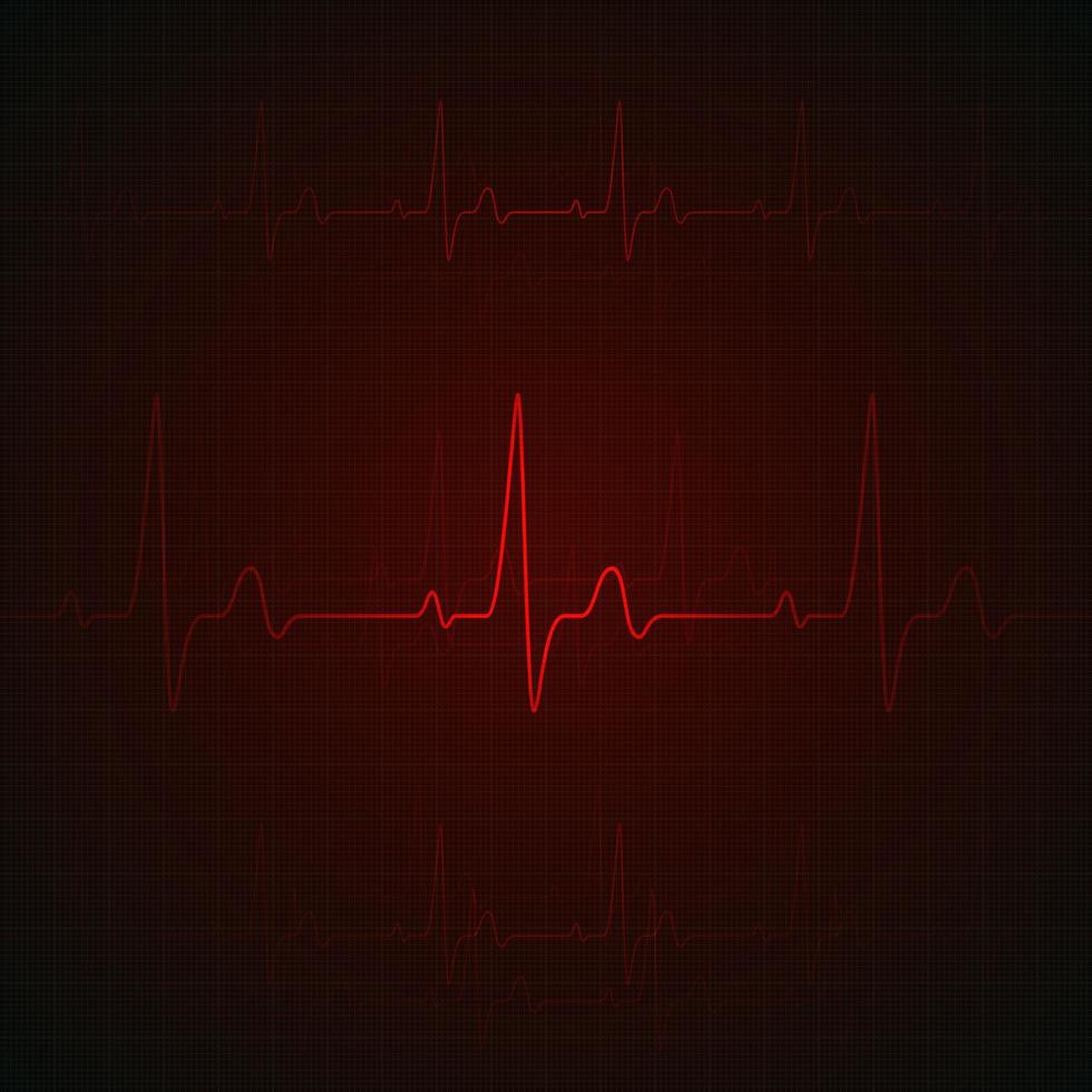 Heart pulse on red display. heartbeat graphic or cardiogram. Hospital monitoring stress rate. Vector