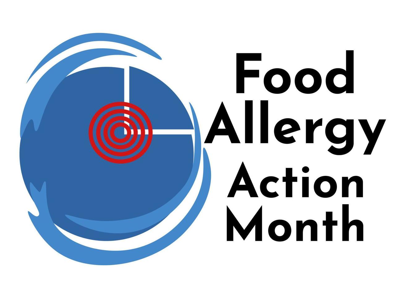 Food Allergy Action Month, idea for a poster, banner, flyer or postcard on the topic of allergens vector