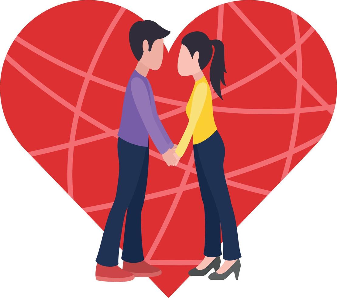 A boy and a girl are holding hands. vector
