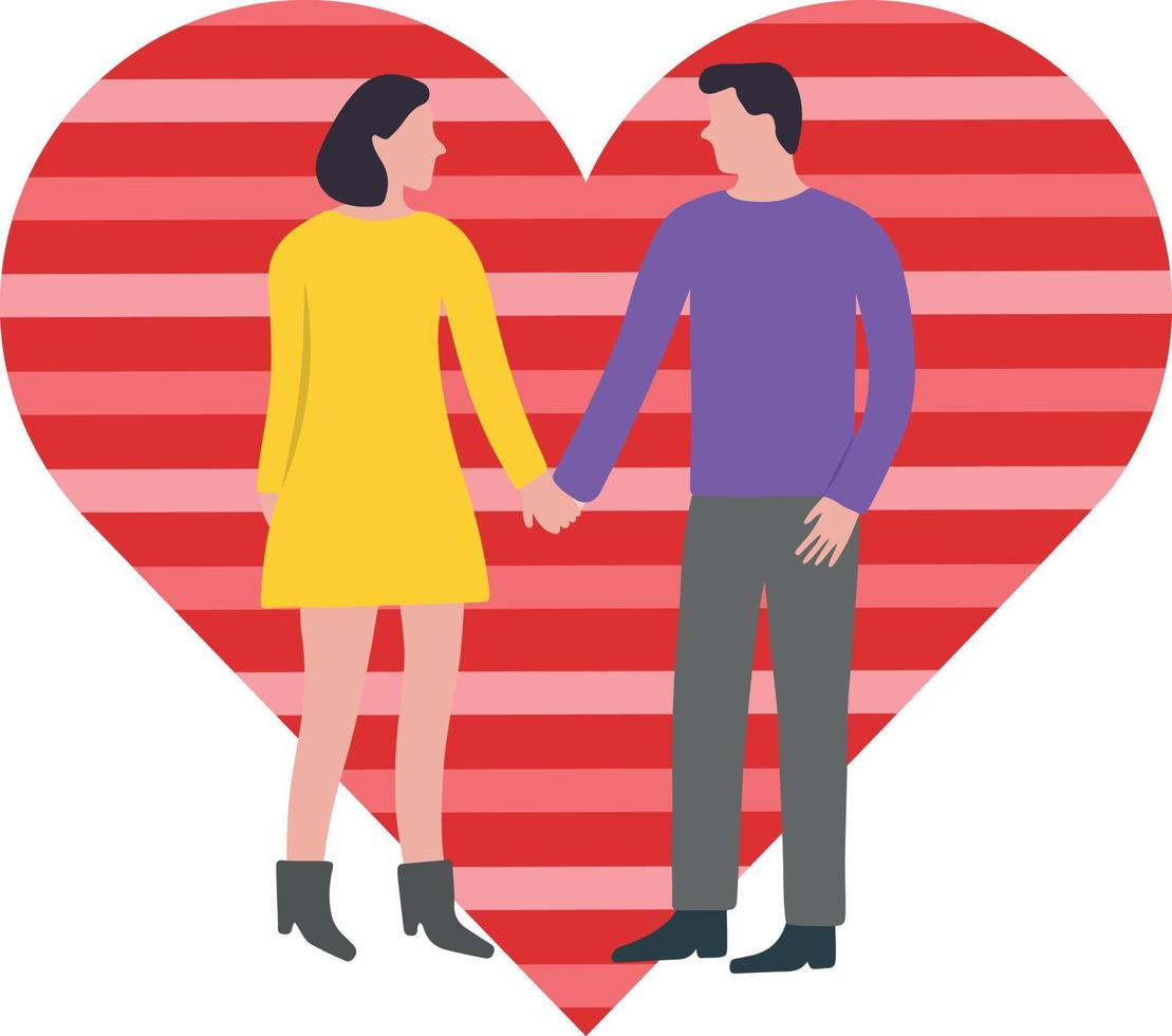 A boy and a girl are holding hands. vector