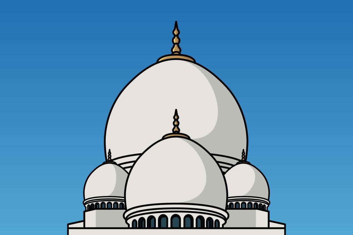 Traditional White Elegant Islamic Mosque Building vector illustration. Muslim building icon concept. Muslim mosque vector design with shadow.