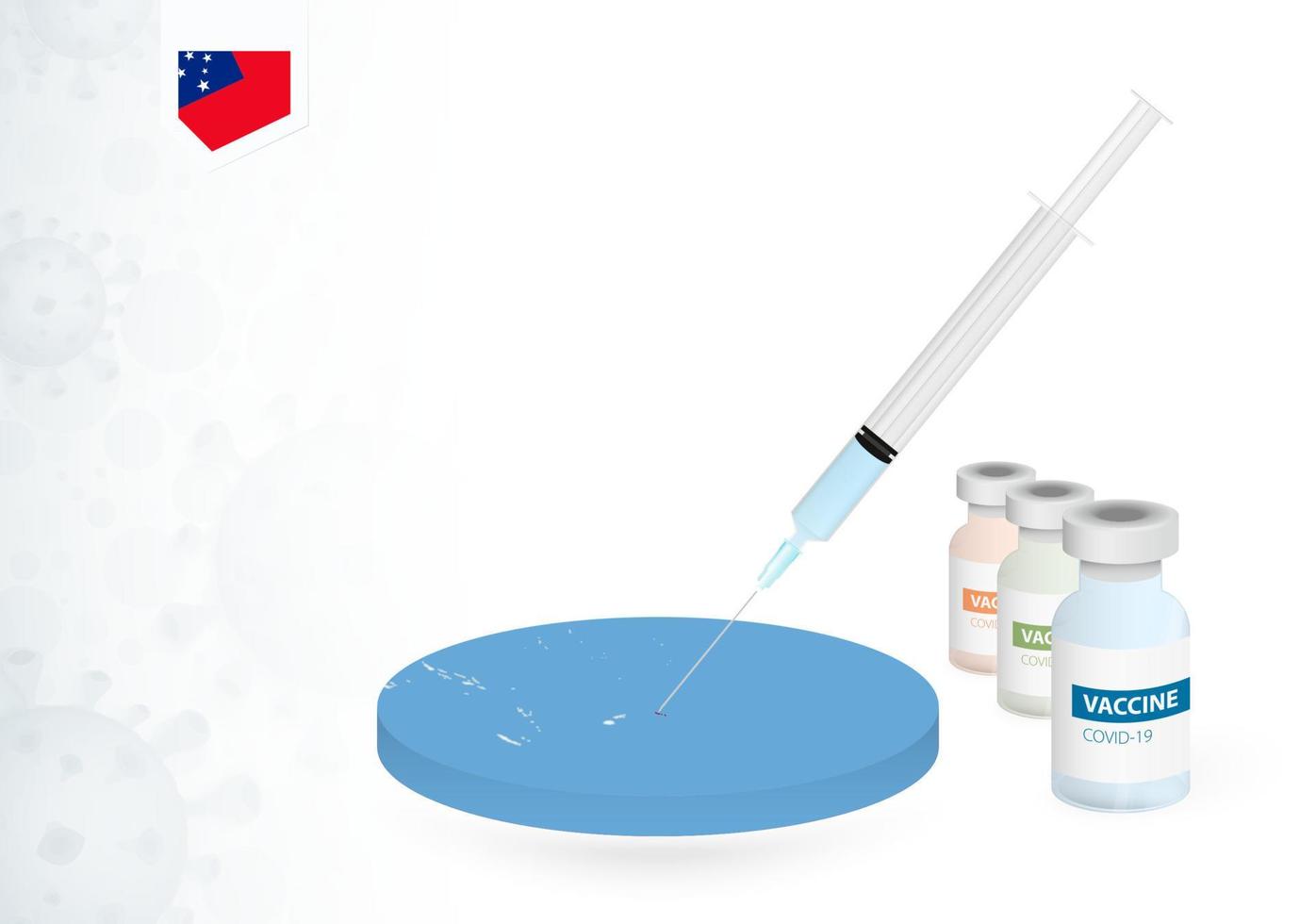 Vaccination in Samoa with different type of COVID-19 vaccine. Concept with the vaccine injection in the map of Samoa. vector