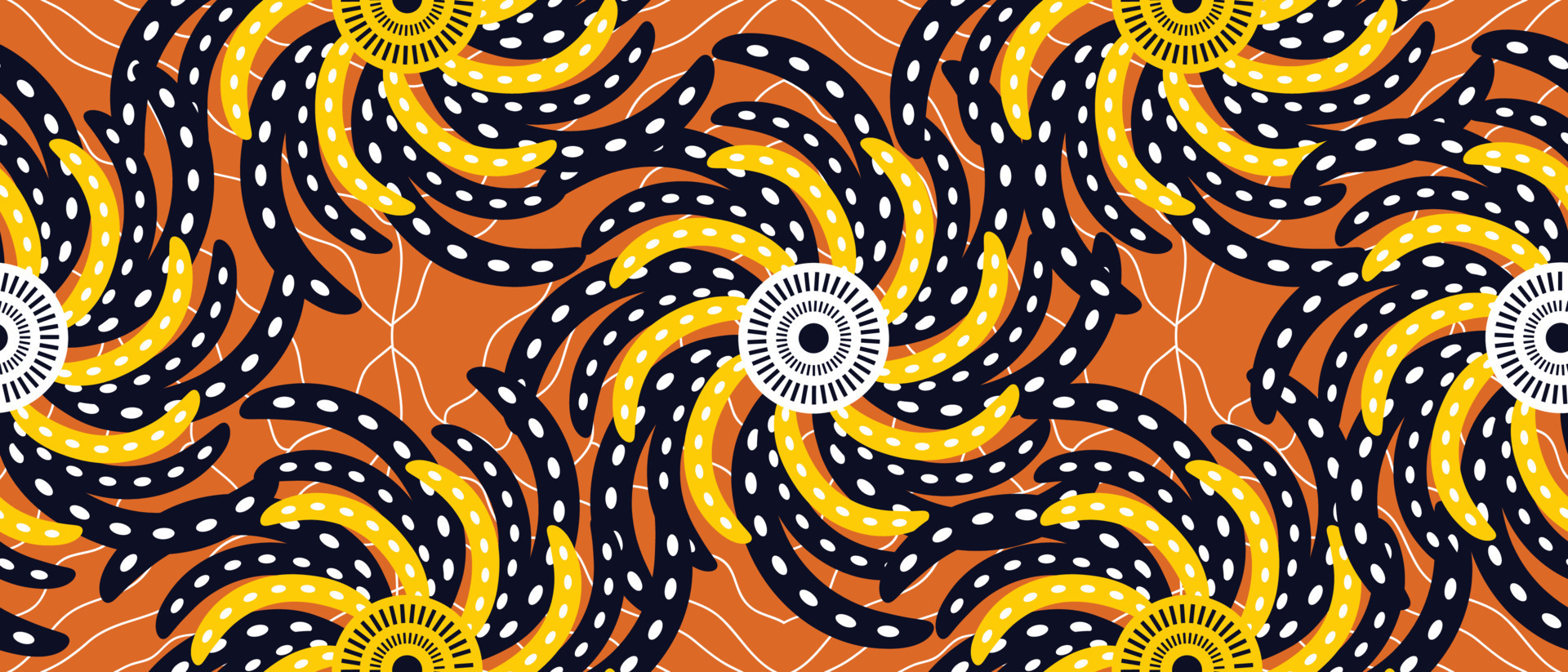 African ethnic traditional orange pattern. seamless beautiful Kitenge