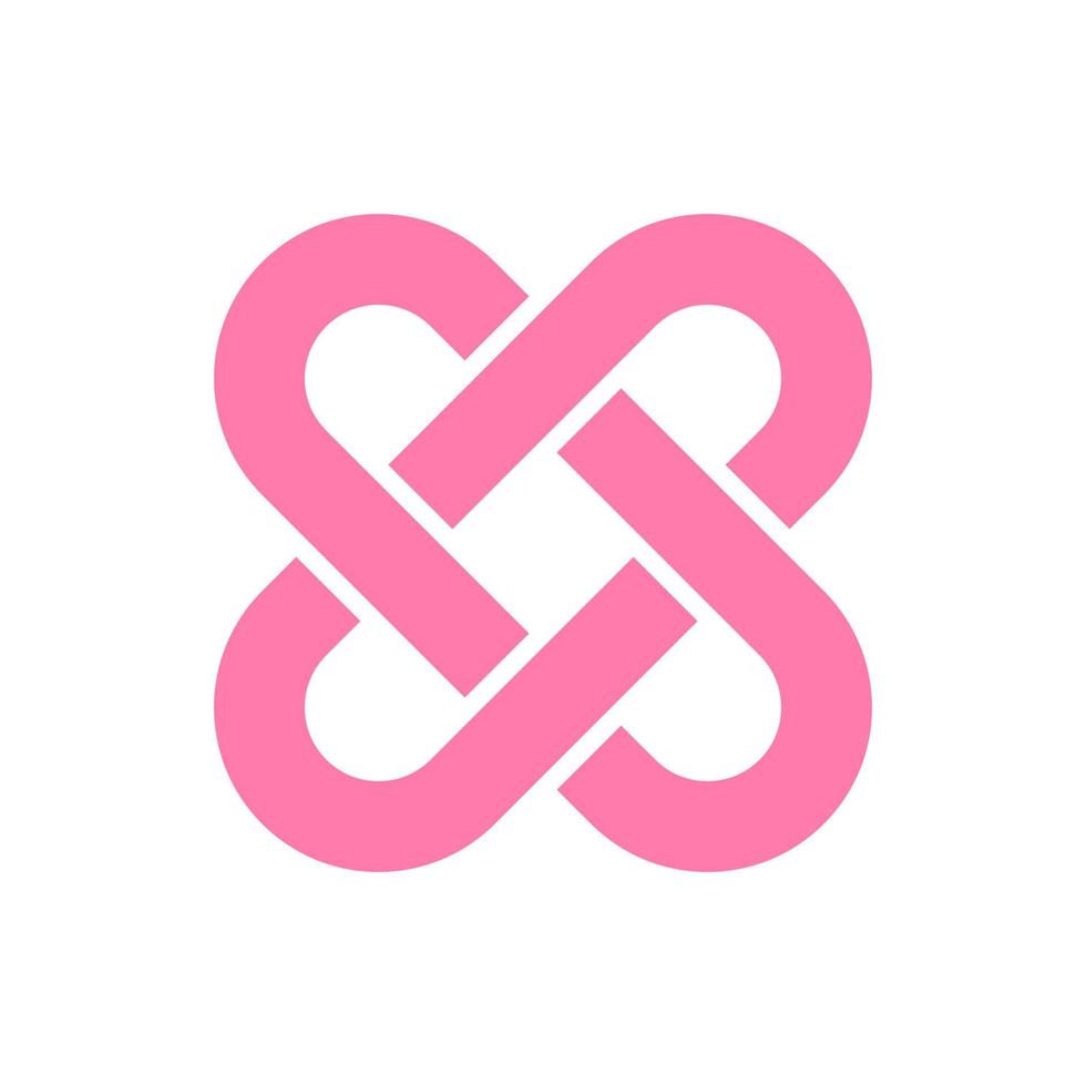 Pink love heart celtic knot logo vector art