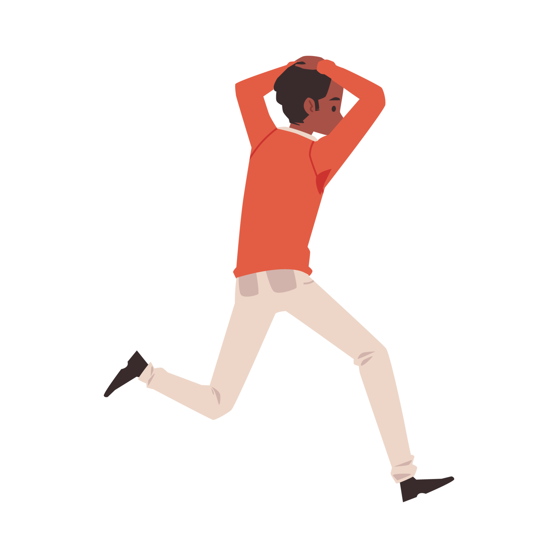 Man running away in panic afraid of something, flat illustration isolated.  22791937 PNG