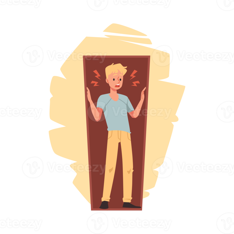 Free Fear of confined spaces or claustrophobia, flat illustration