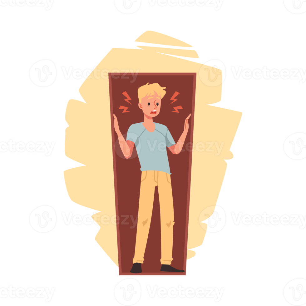medo do confinado espaços ou claustrofobia, plano ilustração isolado. png
