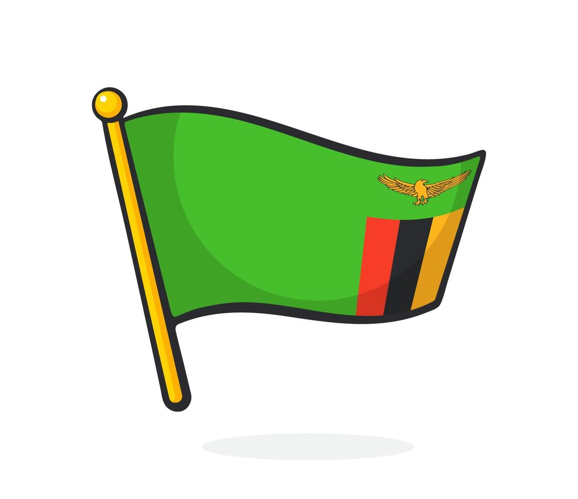 Cartoon illustration of national flag of Zambia vector