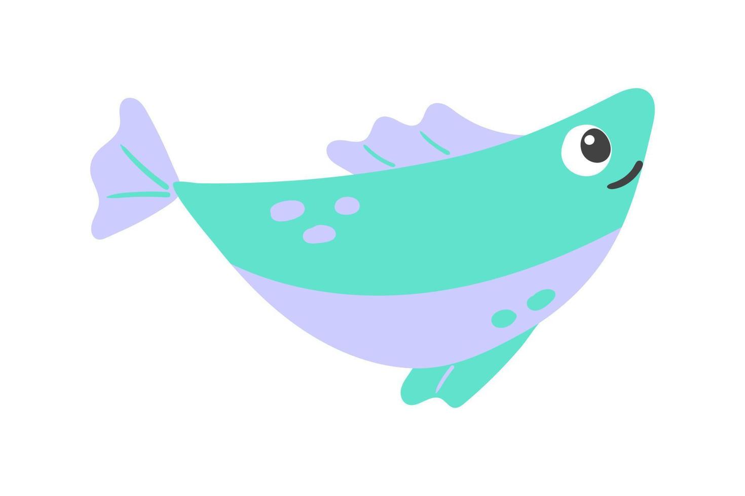 Vector sea fish cartoon illustration on white background. Colorful flat simple aquarium fish icon