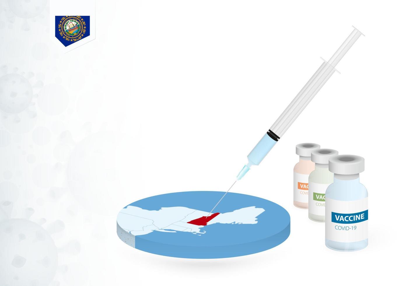 Vaccination in New Hampshire with different type of COVID-19 vaccine. Concept with the vaccine injection in the map of New Hampshire. vector