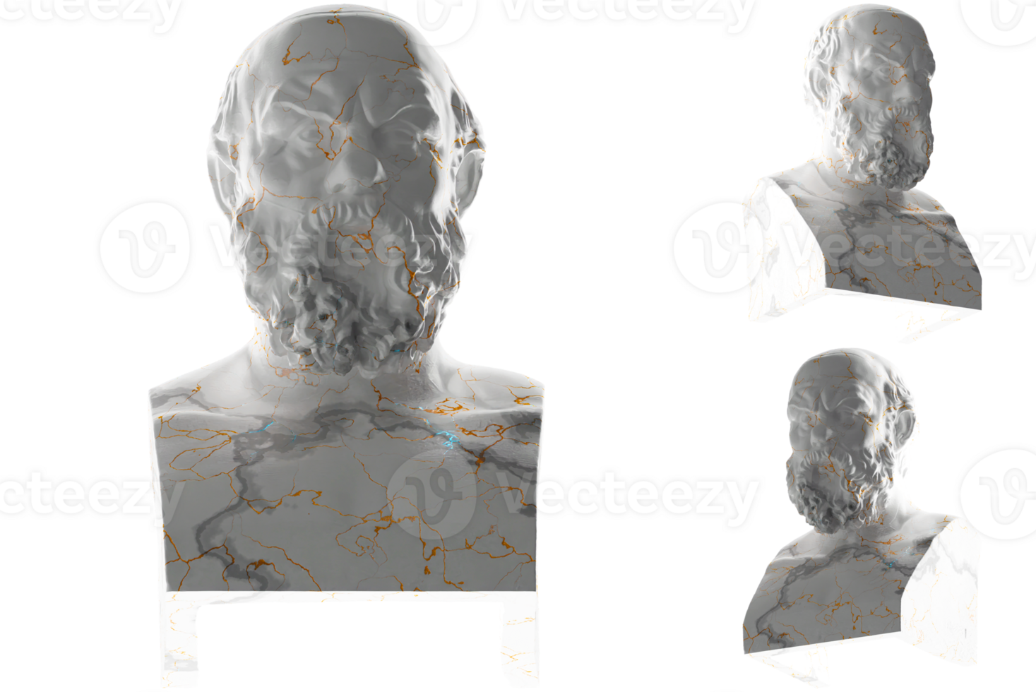 Renaissance statue of Socrates in white marble and gold. for art lovers, and history enthusiasts png
