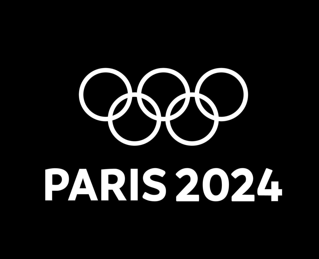 Olympic Games Paris 2024 Logo Official White symbol abstract design vector illustration With Black Background