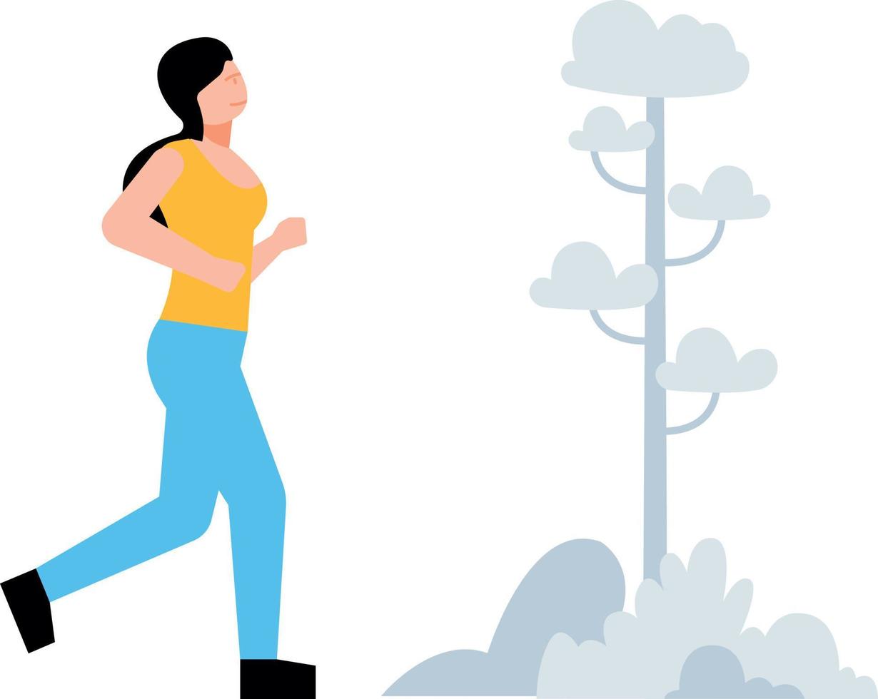 Girl running for fitness. vector