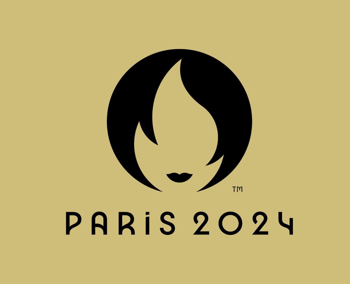 Paris 2024 Logo Official Black symbol Olympic Games abstract design vector illustration With Brown Background