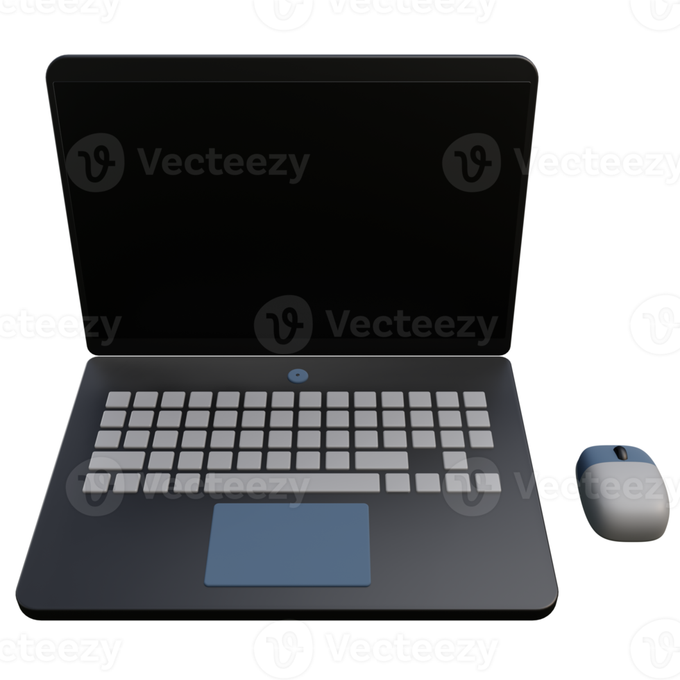 laptop and mouse 3d illustration with transparent background png