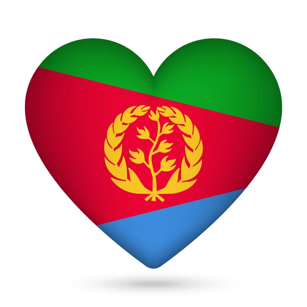 eritrea bandera en corazón forma. vector ilustración.