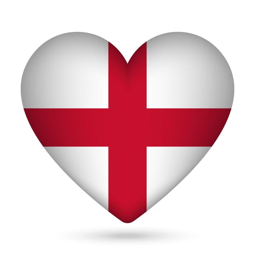 England flag in heart shape. Vector illustration.