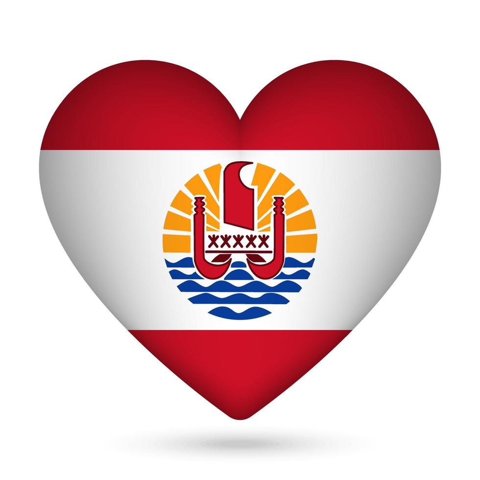 francés Polinesia bandera en corazón forma. vector ilustración.