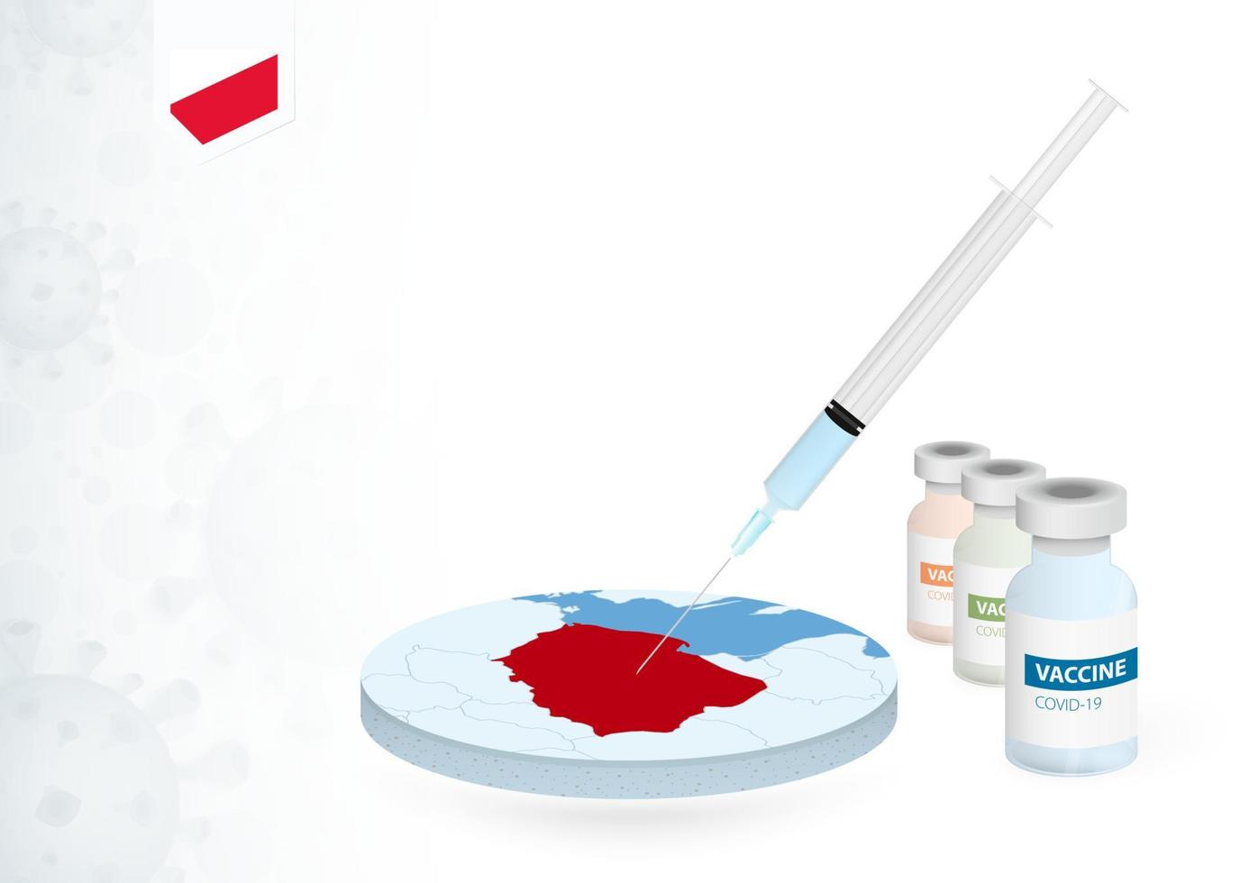 Vaccination in Poland with different type of COVID-19 vaccine. Concept with the vaccine injection in the map of Poland. vector