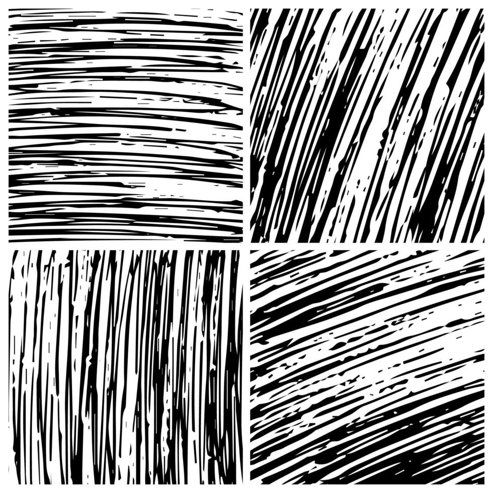 Hand drawn scribble background. Set of four abstract monochrome doodle backgrounds. Vector illustration