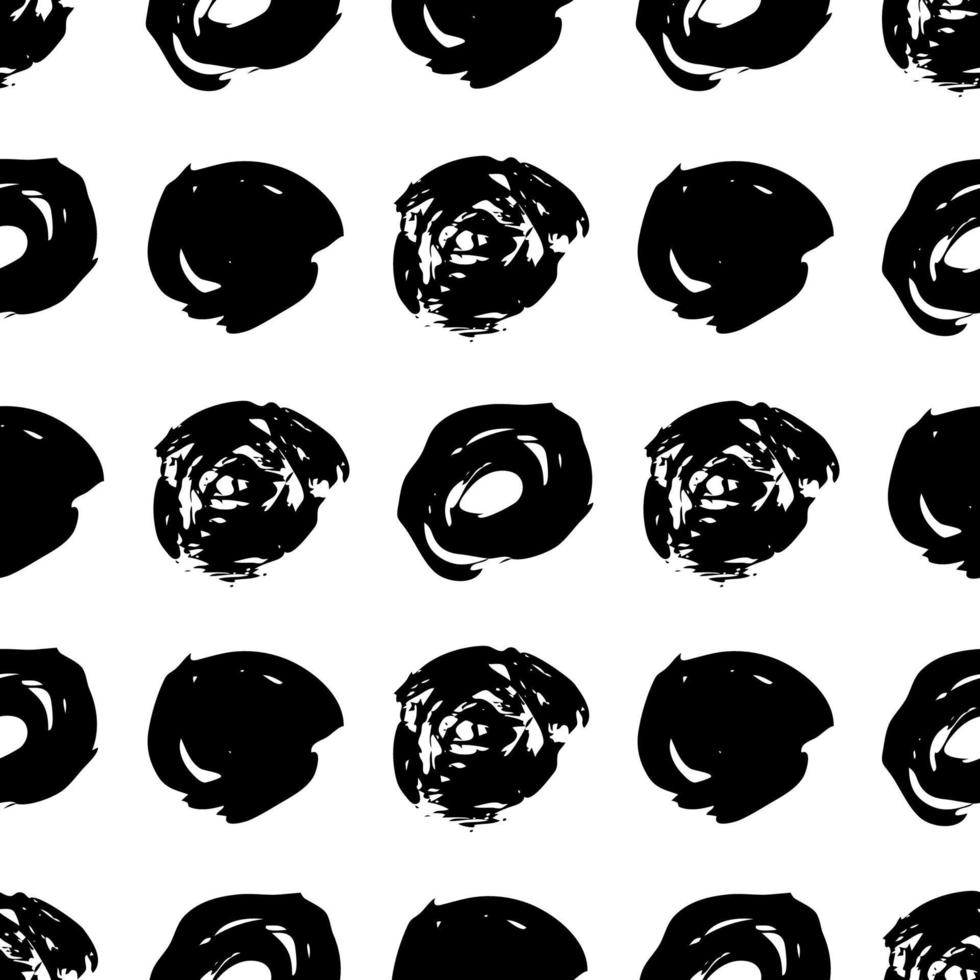 Seamless pattern with dark hand drawn round scribble smear on white background. Abstract grunge texture. Vector illustration