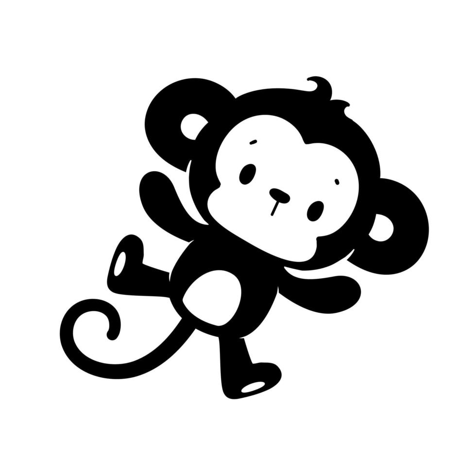 silhouette of a naughty little monkey cute animal cartoons for kids vector