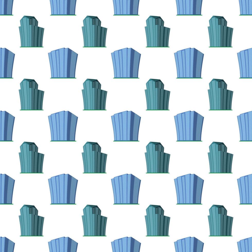 Seamless Pattern with modern isometric building on a white background. View of the building from the bottom. Vector illustration.