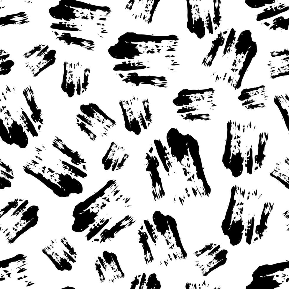 Seamless pattern with dark hand drawn scribble smear on white background. Abstract grunge texture. Vector illustration